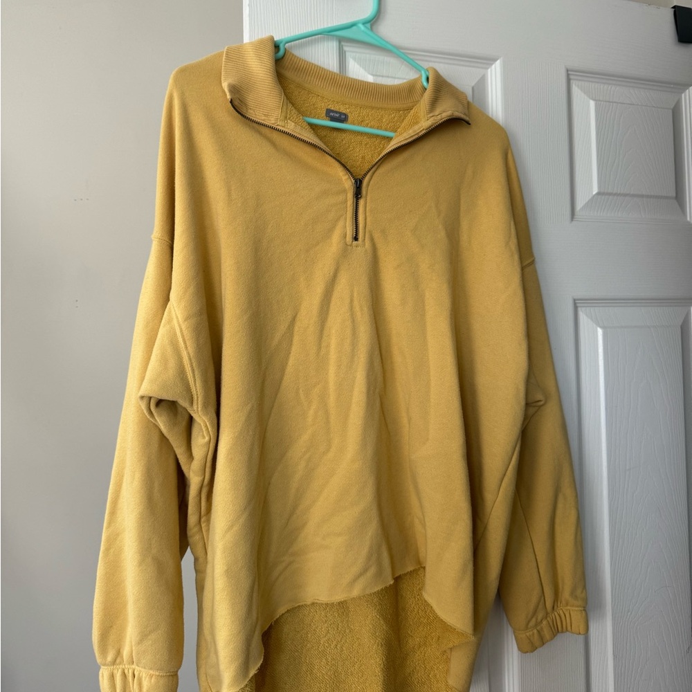 Yellow oversized quarter-zip aerie sweatshirt